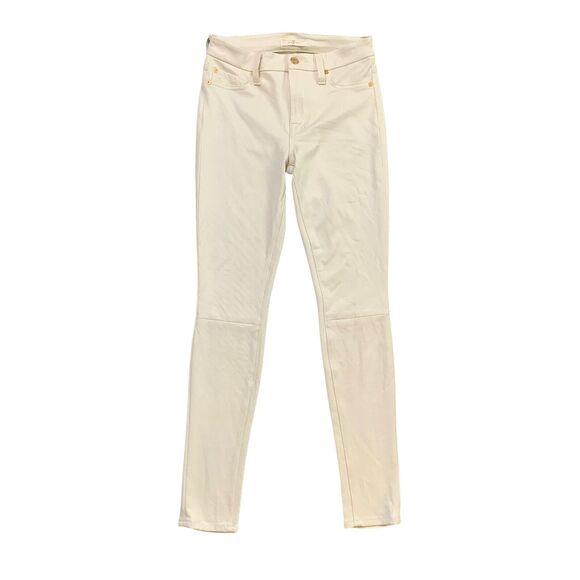 7 For All Mankind Jeans Women 25 Sand Knee Seam Skinny Textured Crackled Stretch - Picture 1 of 14